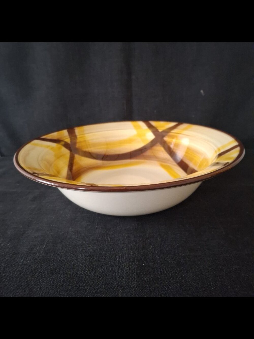 Vintage Vernon Kilns Dinnerware Organdie Brown Yellow Plaid Round Serving Bowl